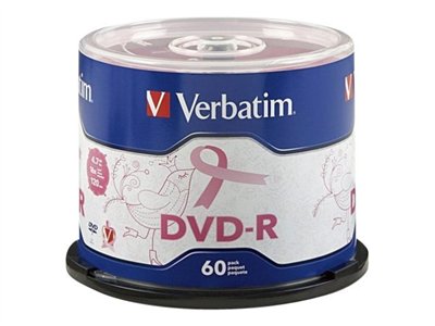 Verbatim 60 Pk Dvd-R 4.7Gb 16X Branded Spindle Pink