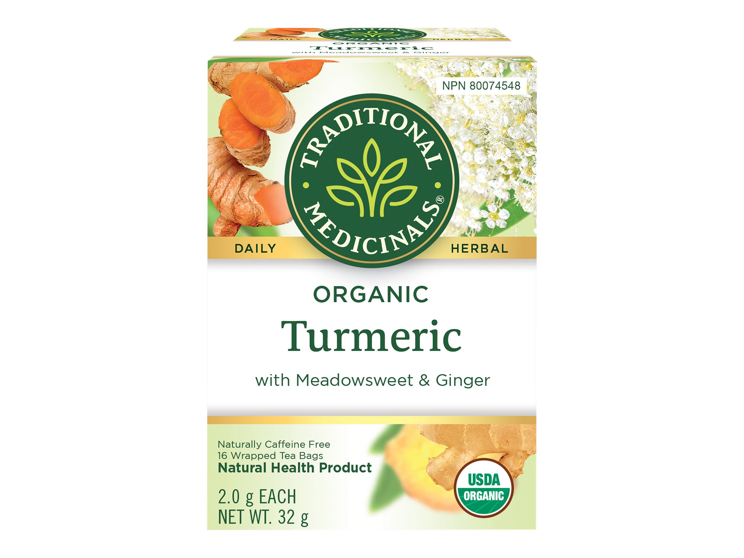 Traditional Medicinals Turmeric Organic Tea Meadowsweet and Ginger 16 s
