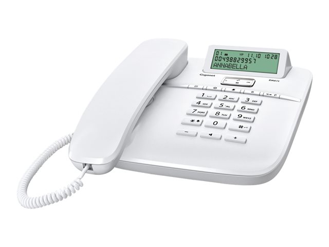 GIGASET DA611 weiss Freisprechfunktion Telefonbuch für 100 Einträge Kurzwahl für 10 Einträge Anrufanzeige (CLIP) Anrufliste