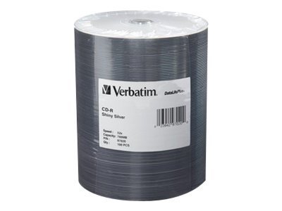 Verbatim 100PK 700MB CD-R 52X SHNY SLVR TAPE WRAP