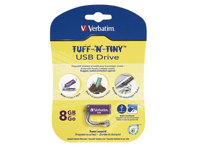 Verbatim 8GB USB 2.0 FLASH DRIVE TUFF N TINY READYBST PUR