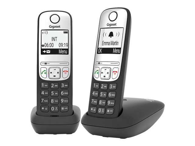 GIGASET A690 Duo schwarz Freisprechen Telefonbuch für 100 Namen und Nummern beleuchtetes schwarz / weißes Grafik Display
