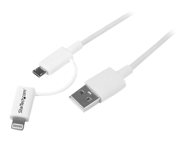 Image of StarTech.com Apple 8-pin Lightning or Micro USB to USB Combo Cable - iPad / iPhone / iPod / mobile phone / tablet charging / data cable - Lightning / USB - 1 m