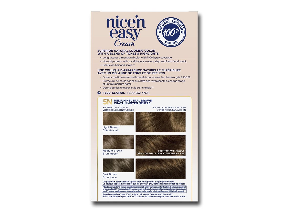Clairol Nicen Easy Hair Dye Medium Neutral Brown 5n 