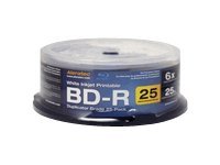 Aleratec WHITE INKJET PRINTABLE BDR 6X BLU-RAY MEDIA 25PK