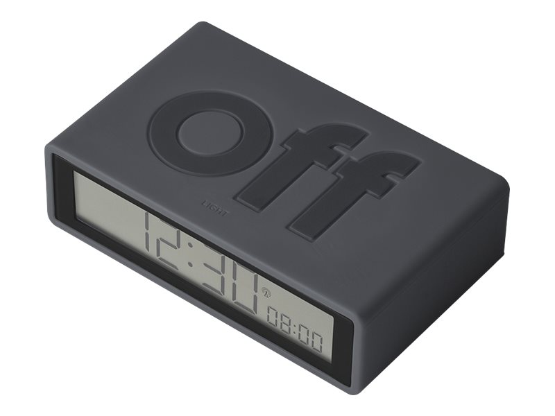 Lexon Flip+ RadioControlled Reversible LCD Alarm Clock Rubber Dark