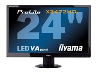 Iiyama ProLite X2472HD - &Eacute;cran LED - 24" - 1920 x 1080 FullHD - 250 cd/m2 - 3000:1 - 5000000:1 (dynamique) - 8 ms - HDMI, DVI-D, VGA - noir - Iiyama ProLite X2472HD - &Eacute;cran LED